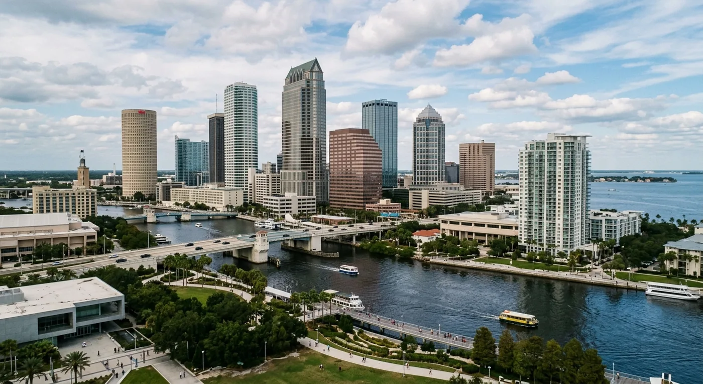 AI-generated illustration of the Tampa waterfront skyline